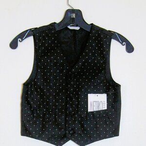 METRO Collection~Formal~Boys~4 Button Vest~Size 5~Black Gray Dots~Polyester~NEW